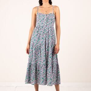 Banjanan Floral Tiered Cotton Midi Dress - US 8